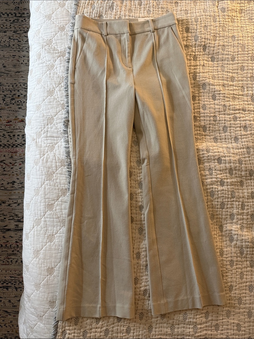 LOFT Beige Wide-Leg Dress Pants